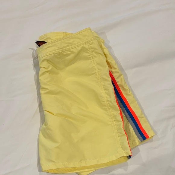 Sundek Yellow Athletic Shorts with Blue and Red Stripes - Picture 4 of 8